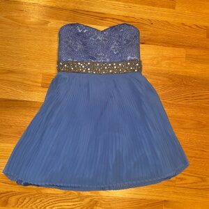 Beaded Periwinkle Blue Homecoming School Dance Dress